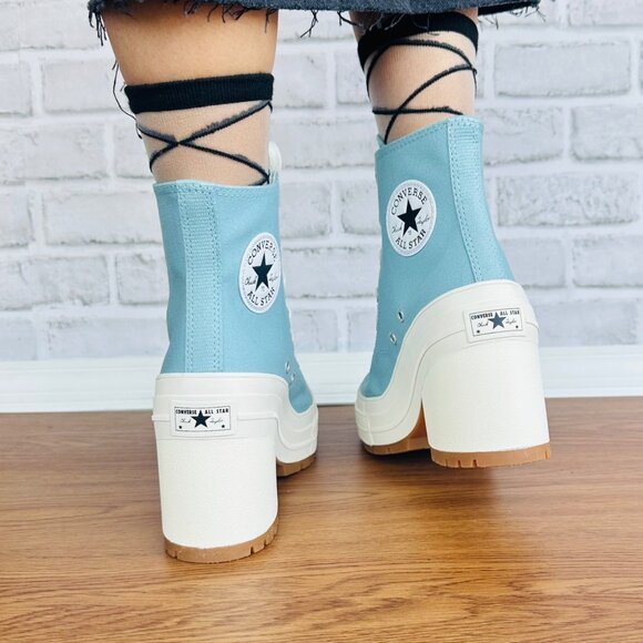 Converse Chuck 70 DE LUXE HEEL HI Platform 7.5 WOMEN Boots Sneakers Teal A08279C - Picture 7 of 11